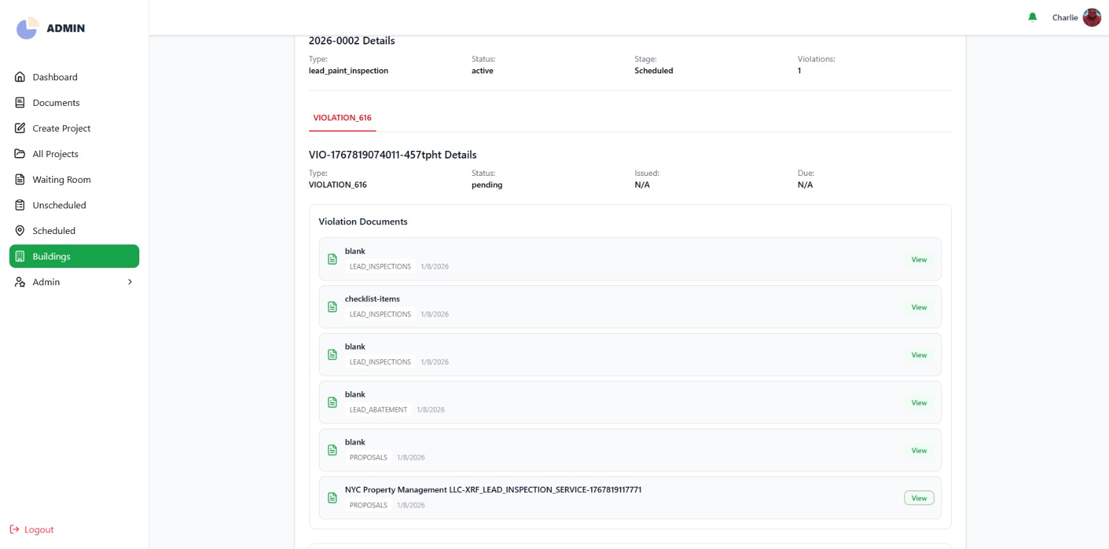 Evidence vault with required proof checklists